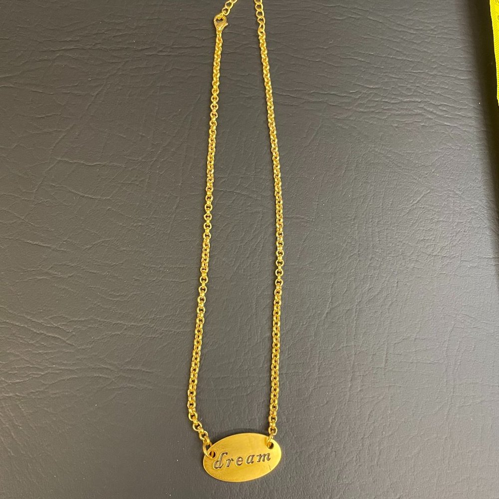 Cynthia Garrett Gold Tone Chain Link Dream Charm Pendant Necklace 19" NWOT